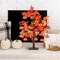 24” Lighted Maple Leaves Tree – 2FT Autumn Table Decor with 24 LED Lights & 12 Wood Pumpkin Ornaments, Battery-Powered Timer Artificial Fall Tree for Home & Thanksgiving Decorations